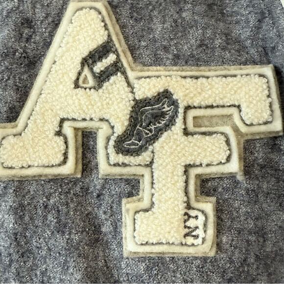 Abercrombie & Fitch Varsity Letterman Jacket XS Gray Cream Wool Blend - Picture 4 of 5